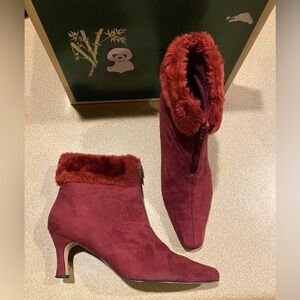 Elegant Vintage Burgundy Ankle Boots